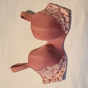 Dusty pink white floral lace bra